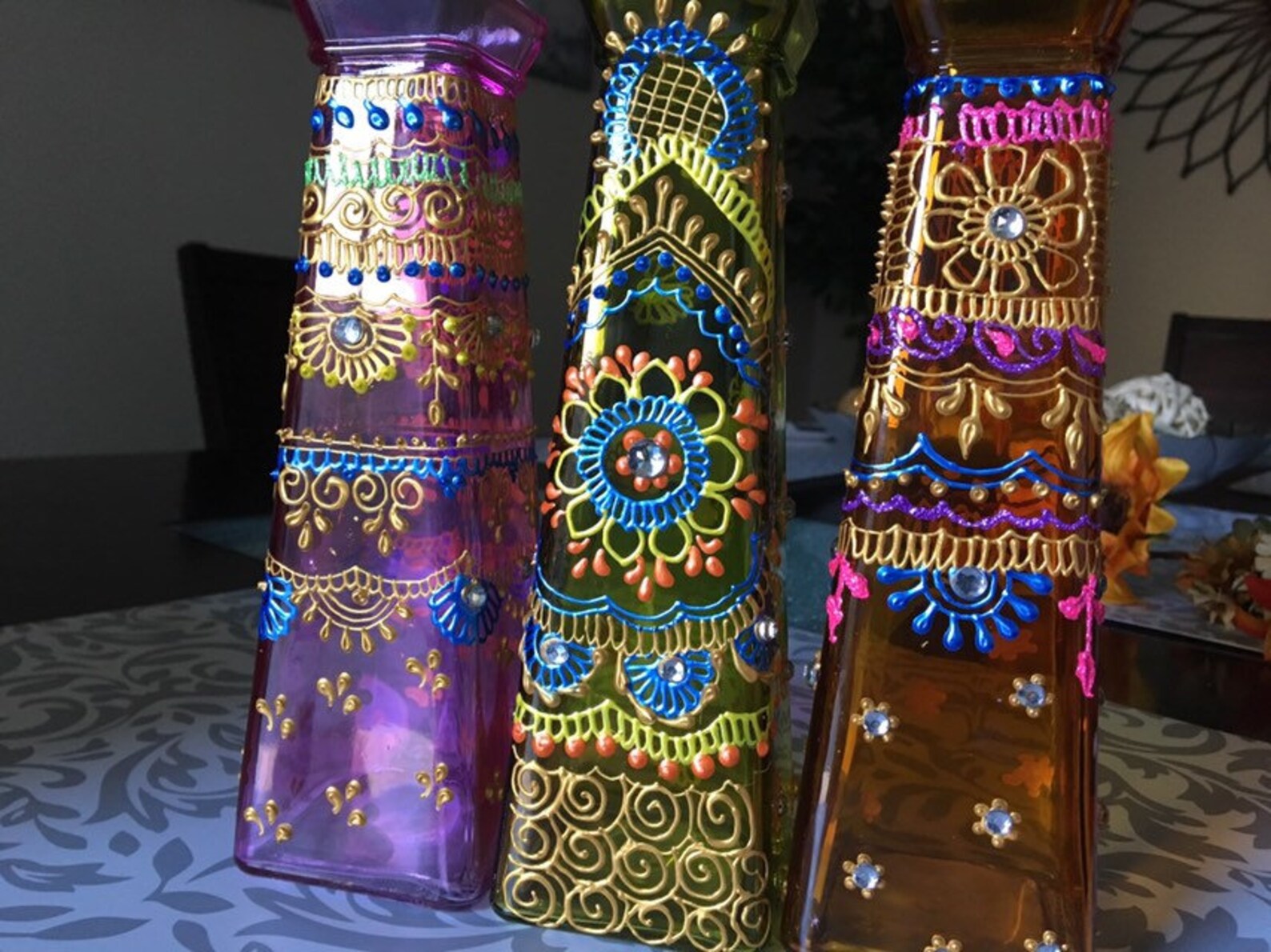 Handpainted glass vase/henna vase/wedding centerpiece Etsy