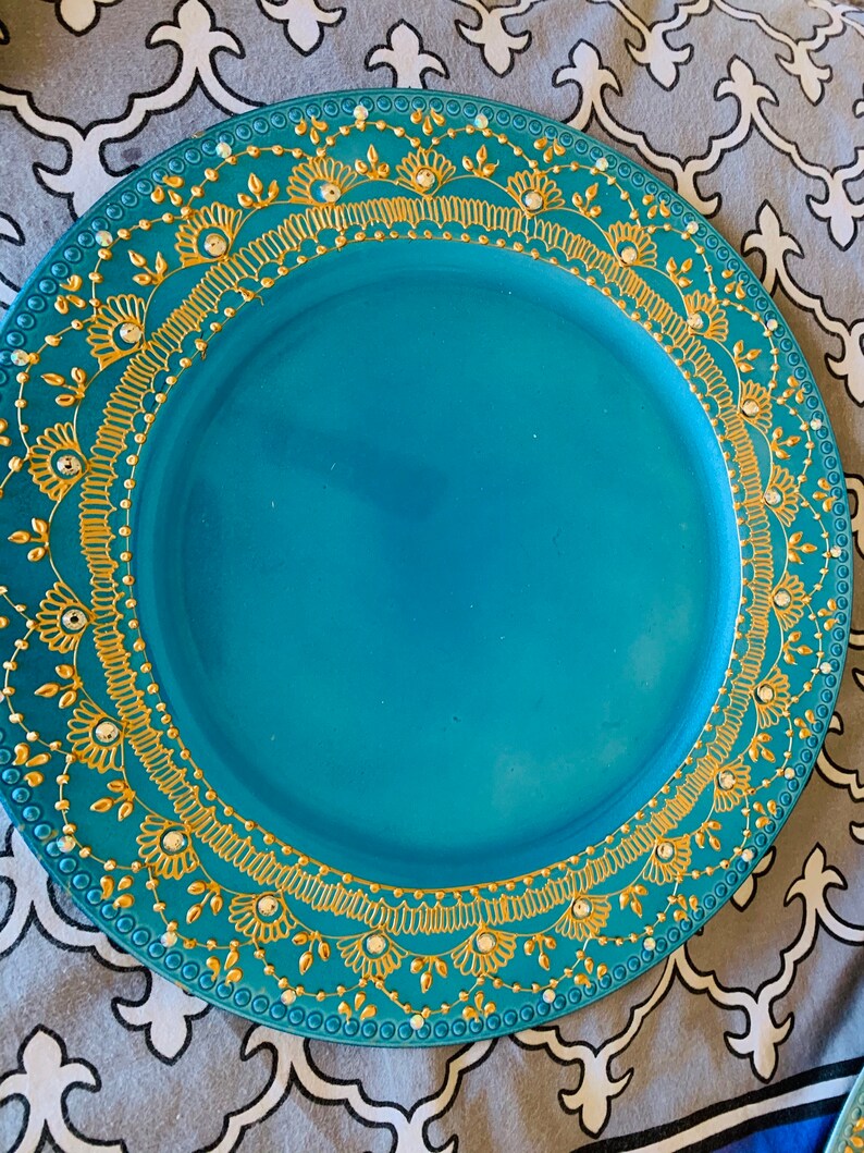 Turquoise charger plate wedding blue charger plate Indian Etsy