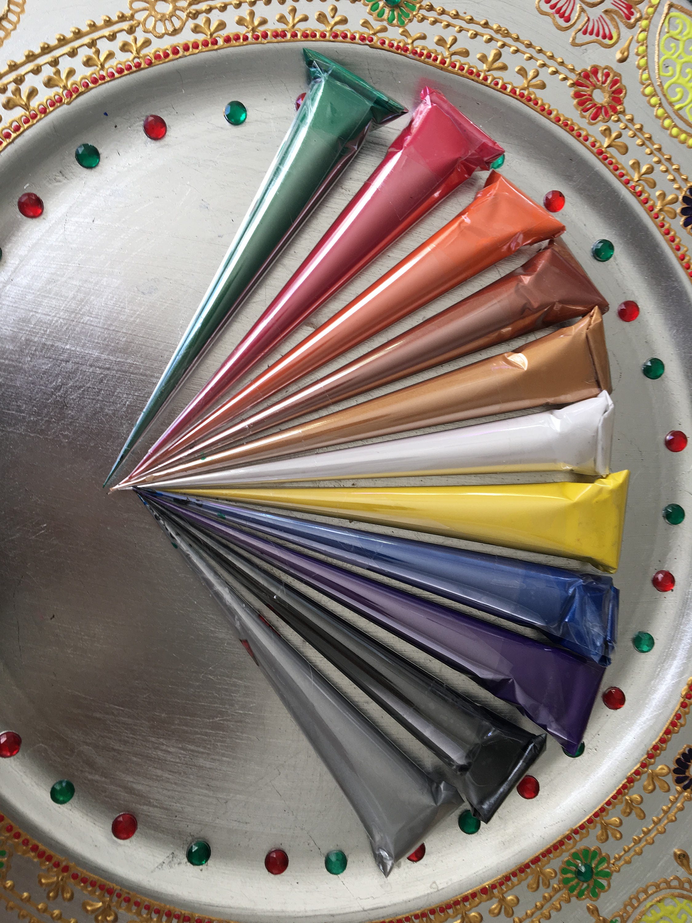 Set of 7 Acrylic paint cones henna inspired crafts paint Etsy