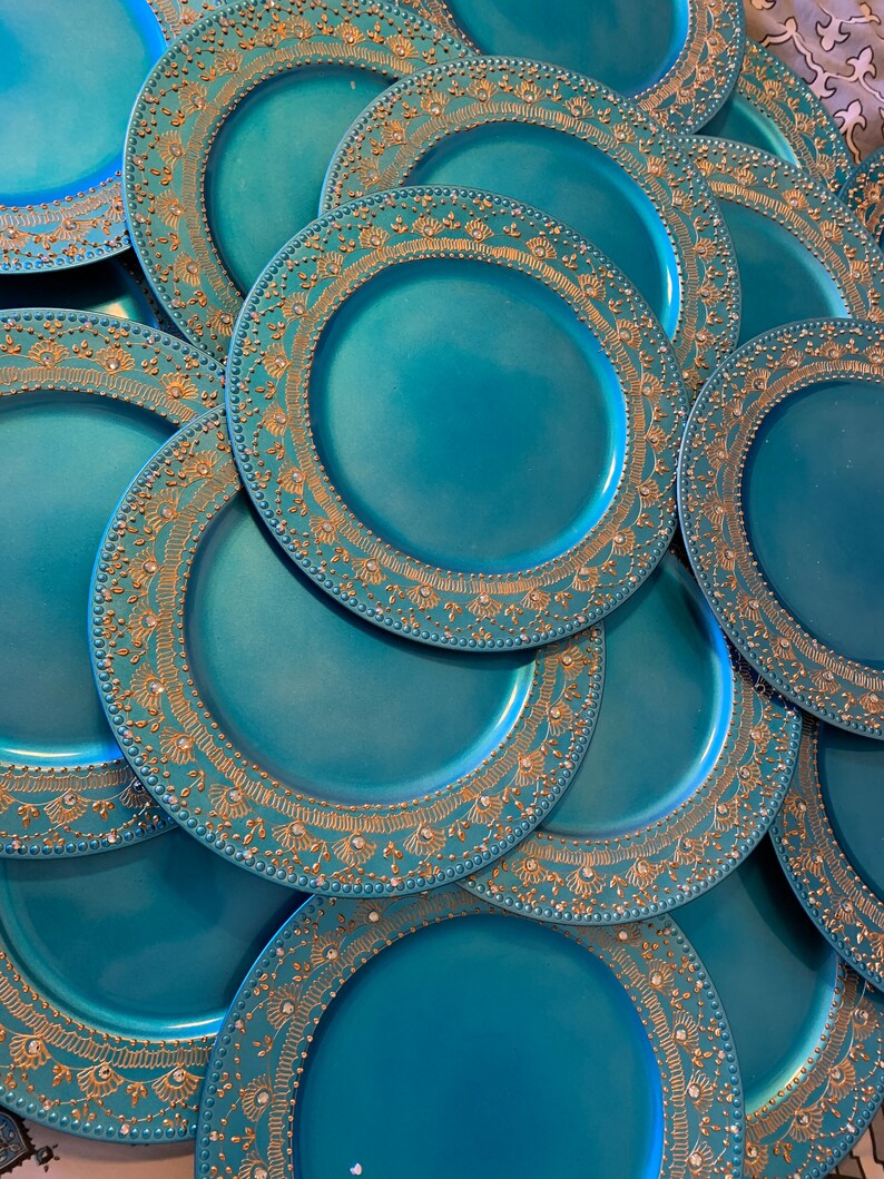 Turquoise charger plate wedding blue charger plate Indian Etsy