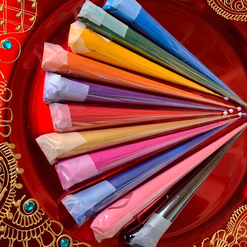 Set of 7 Acrylic Paint Cones Henna Inspired Crafts Paint Etsy