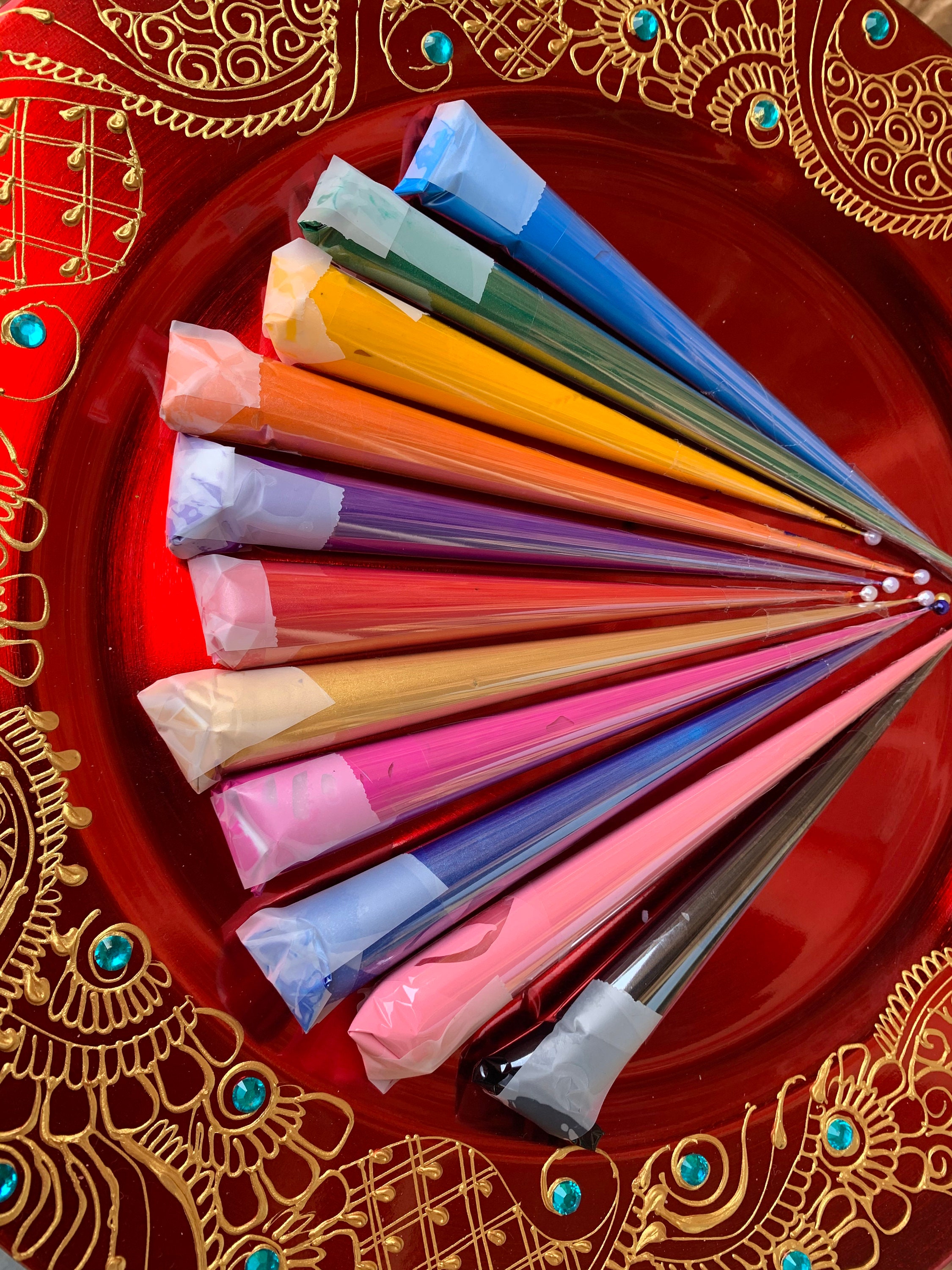 Set of 7 Acrylic paint cones henna inspired crafts paint Etsy