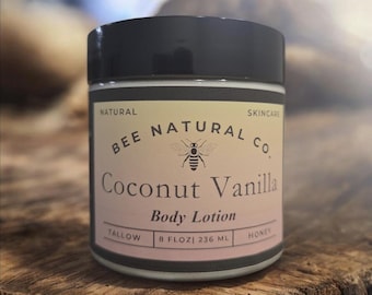 Organic Grass-Fed Tallow Body Lotion: Vanilla & Coconut
