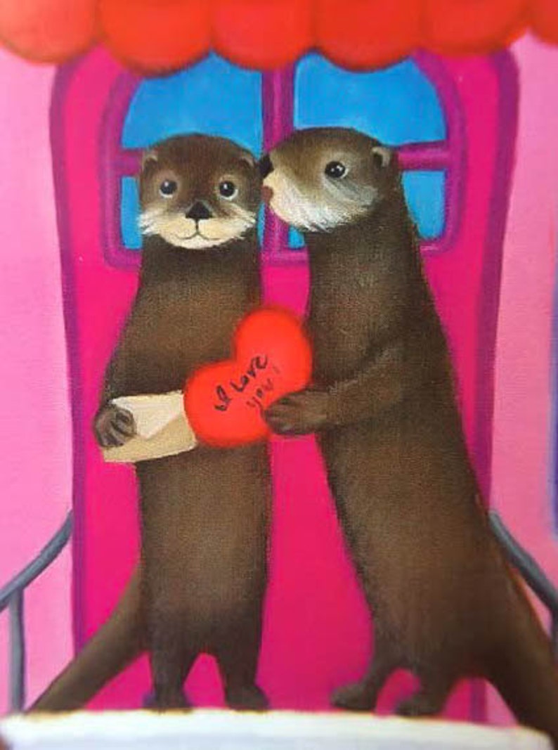 Cupid Woodland Animals Anniversary Gift for Men Wife Anniversary Gift Otter Anniversary Card Anniversary Gifts for Boyfriend