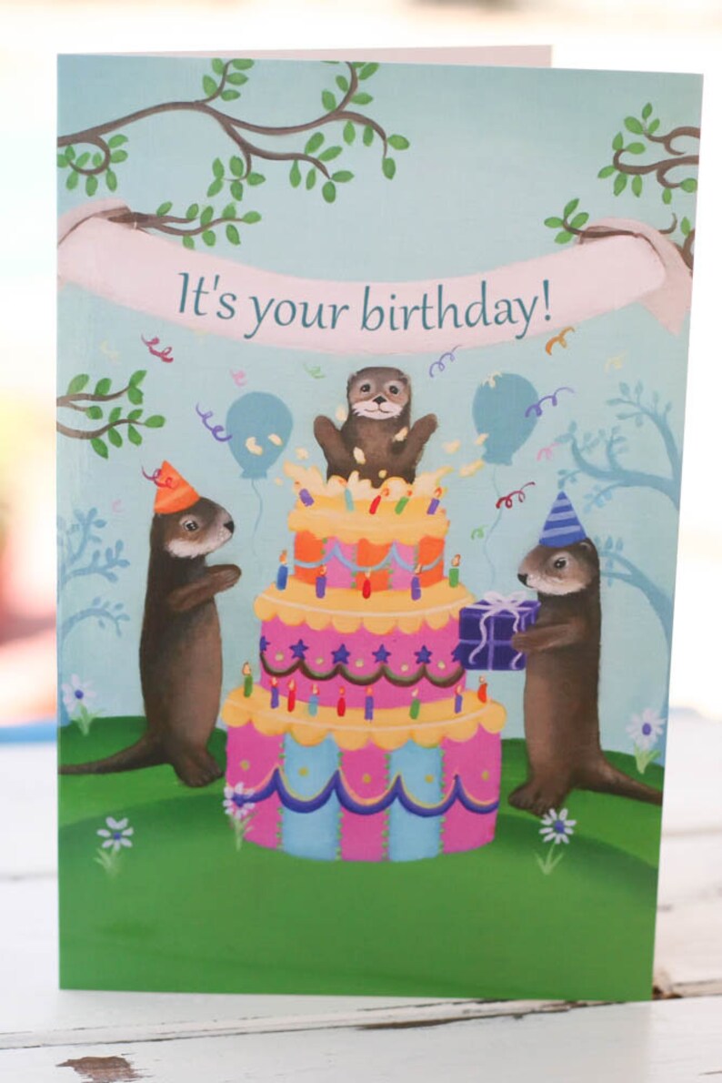 Otter Birthday Card River Otter Sea Otter Happy Birthday - Etsy