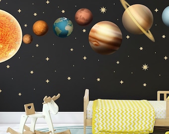 Solar System Wall Decals for Outer Space Wall Decor Planet Wall Decals for Boys Room, Space Themed Nursery or Boy Bedroom Wall Stickers