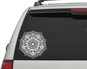 Window Car Decal - Yoga Vinyl Sticker - Rear Window Sticker - Mandala Car Sticker - Rear Mirror Decal - Mandala Decal for Car Trucks T60