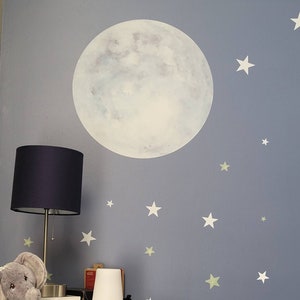 Watercolor Moon Wall Decal Kids. Moon Decal Nursery. Watercolor Moon Wall Decor. Watercolor Mural Bedroom. Moon Sticker Vinyl. LT78