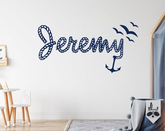 Boy Name Wall Decals Nautical Decal Kids Nursery Sea Anchor REMOVABLE Vinyl Stickers Home Bedroom Decor T66
