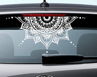 Mandala Car Decal - Car Mandala Sticker - Half Mandala Decal - Half Mandala Car Sticker - Boho Decal - Mandala Flower - Meditation Decal