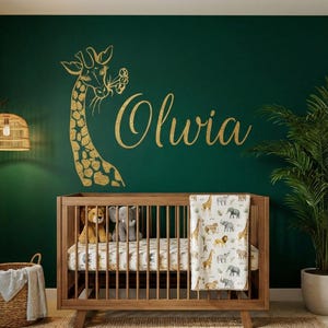 Giraffe Baby Name Wall Decal for Safari Nursery Decor, Personalized Safari Name Wall Decal Baby Room Decor, Custom Name Nursery Decal image 1