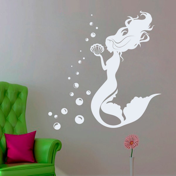 Mermaid Wall Decals. Nautical Girls Nursery Decals. Mermaid Wall Sticker. Nursery Wall Decal. Nursery Decals. Mermaid Decor