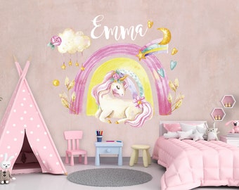 fantasy animal art custom wall decal personalized wall decal Unicorn wall decal- whimsical art girls room decor fantasy art