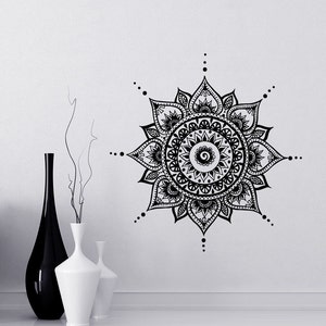 Mandala Decals Mehndi Vinyl Sticker Bedroom Wall Decal Lotus Flower Boho Indian Decor Yoga Buddha Stickers T108 image 1