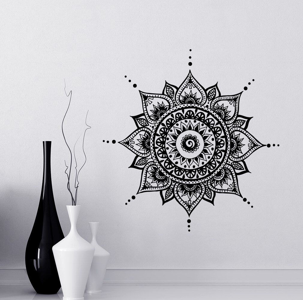 Mandala Decals Mehndi Vinyl Sticker Bedroom Wall Decal Lotus Etsy