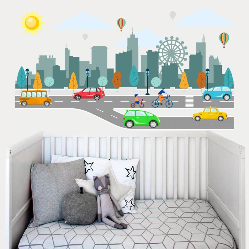City Wall Decal Nursery / Boys Room Decals / Kids Wall Decal / Etsy