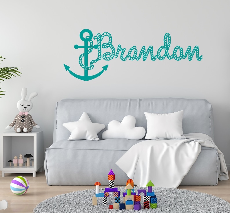 Boys Name Wall Decals Nautical Personalized Decal Kids Nursery Sea ...