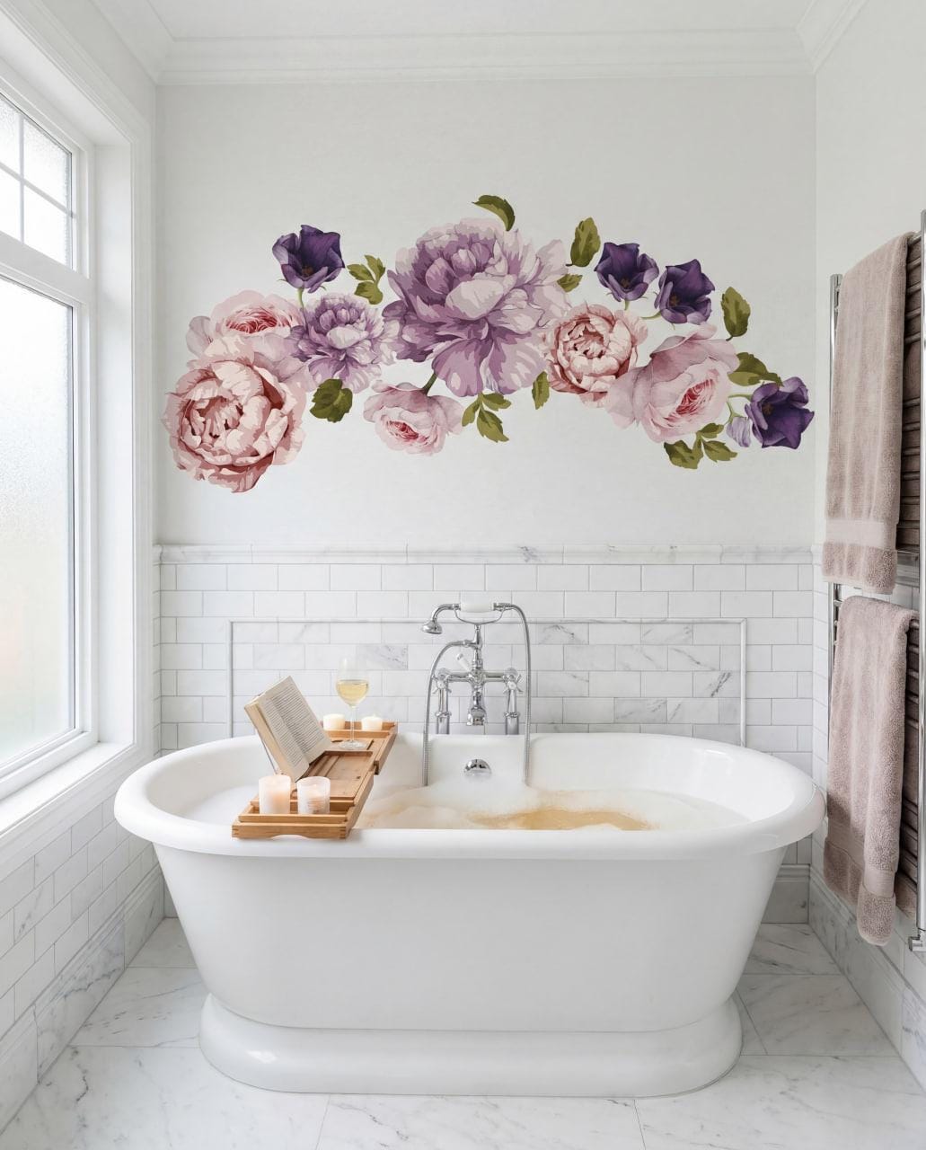 Peony♡ Peony Wall Decals, Watercolor Peony Decal Girl Bedroom or Bathroom