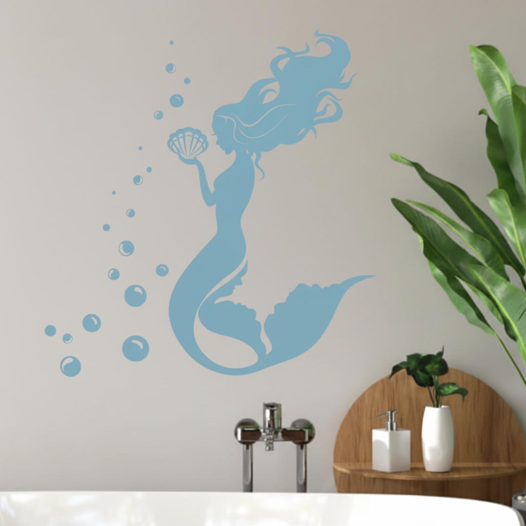 Mermaid Wall Decals for Girly Bathroom Wall Decor or Girls Nursery ...