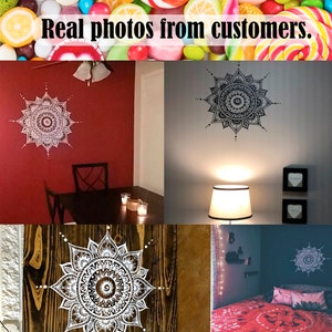 Mandala Decals Mehndi Vinyl Sticker Bedroom Wall Decal Lotus Flower Boho Indian Decor Yoga Buddha Stickers T108 image 5