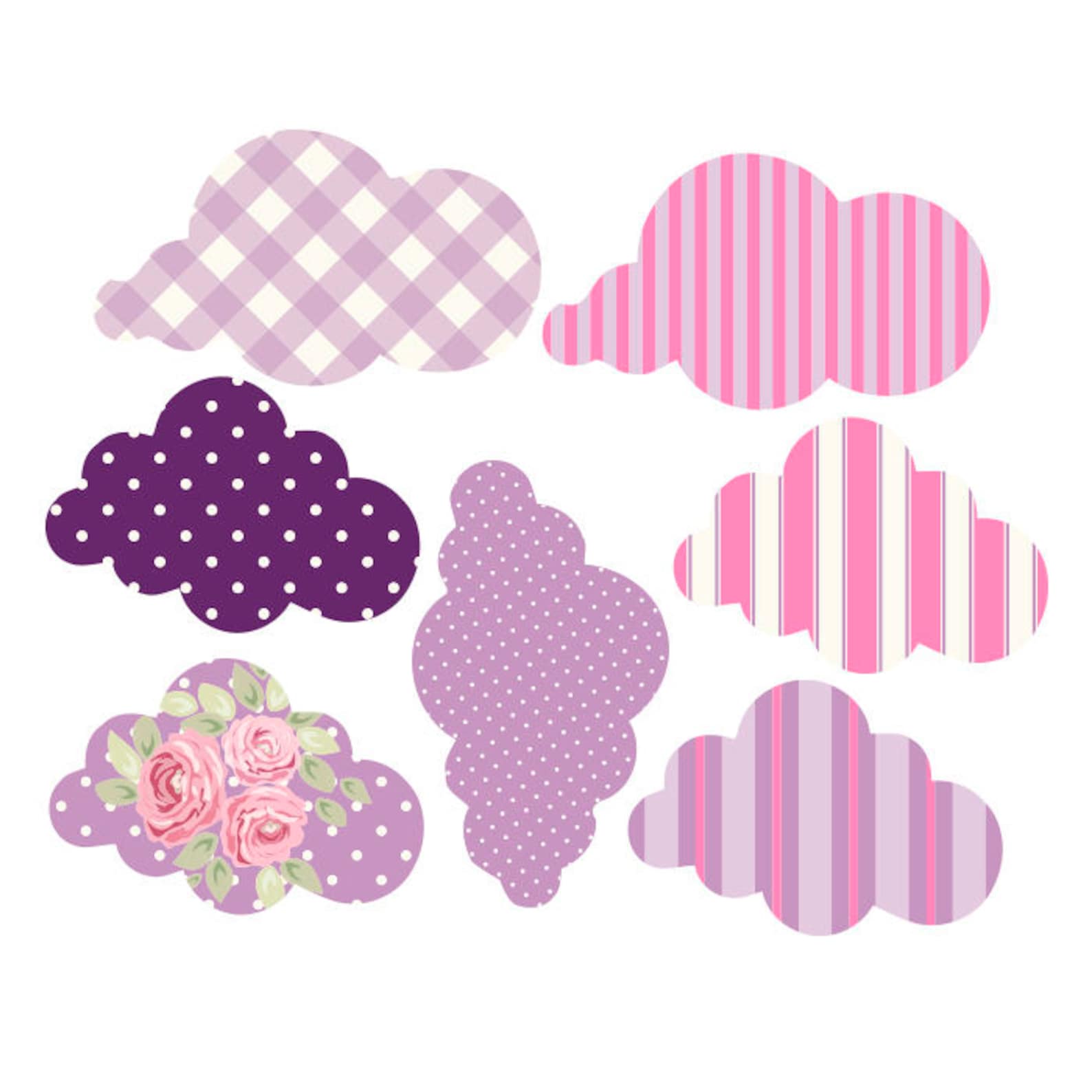 Clouds Wall Decal Clouds Wall Sticker Full Color Cloud Etsy