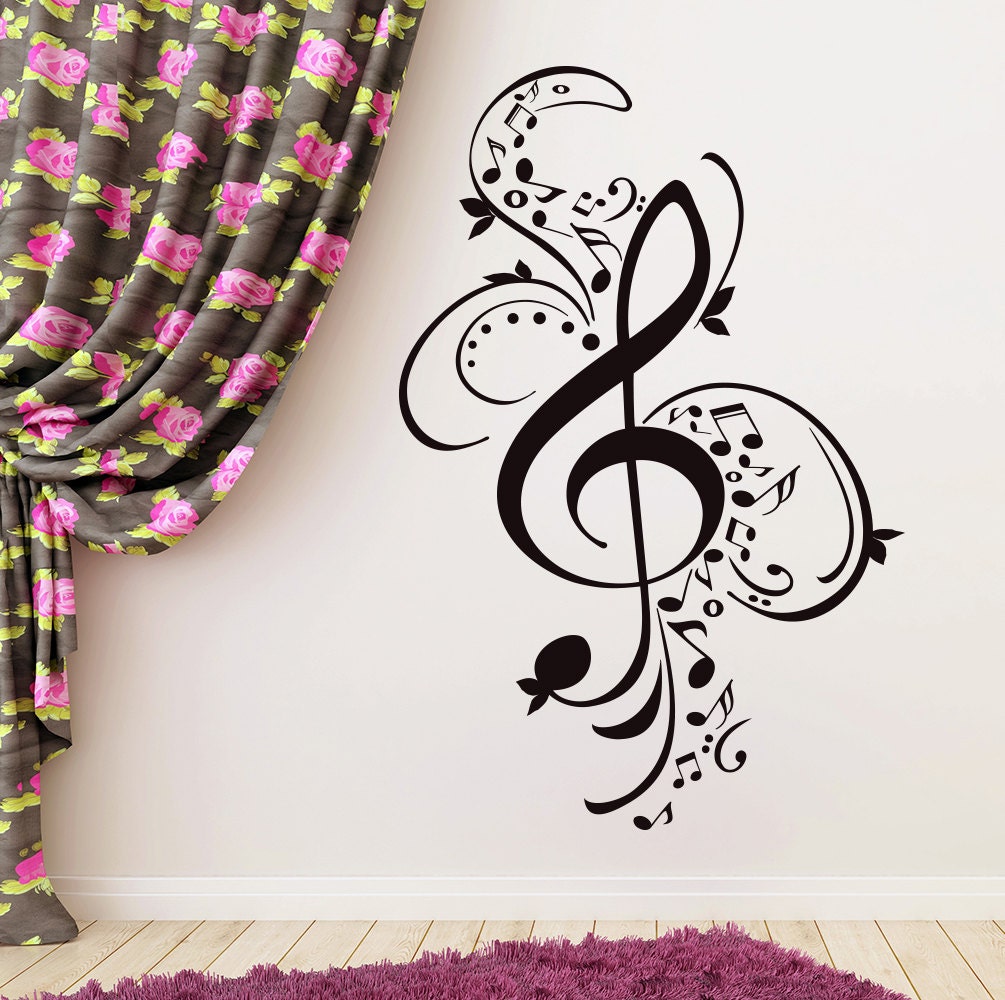 Treble Clef Wall Decals Music Notes Vinyl Sticker Musical Patterns ...