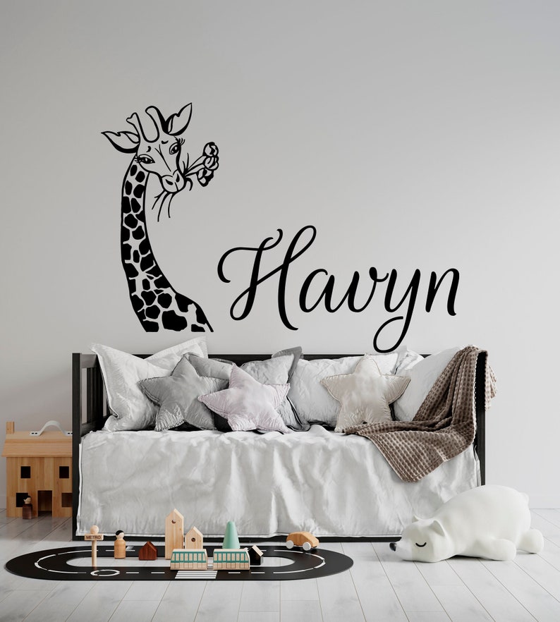 Giraffe Baby Name Wall Decal for Safari Nursery Decor, Personalized Safari Name Wall Decal Baby Room Decor, Custom Name Nursery Decal image 5