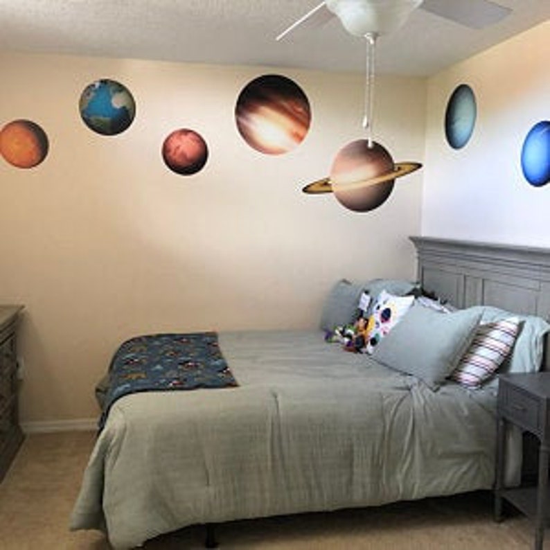 40% SALE Sonnensystem Kinder Wandtattoos. Planeten Aufkleber zum Abziehen und Aufkleben. Sternen Aufkleber Space Galaxy Wandbild Sun Boy Schlafzimmer Dekor Bild 9