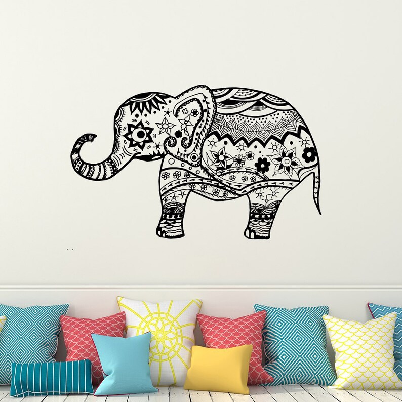 Indian Elephant Decals Wall Decals Bedroom Vinyl Sticker Yoga Etsy