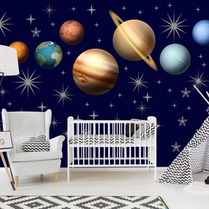 40% SALE Sonnensystem Kinder Wandtattoos. Planeten Aufkleber zum Abziehen und Aufkleben. Sternen Aufkleber Space Galaxy Wandbild Sun Boy Schlafzimmer Dekor Bild 2