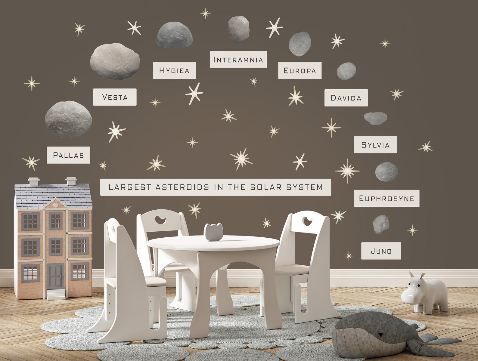 Atroid Sticker Realistic Asteroid Decals With Names Astronomy Boy Room, Educational ...