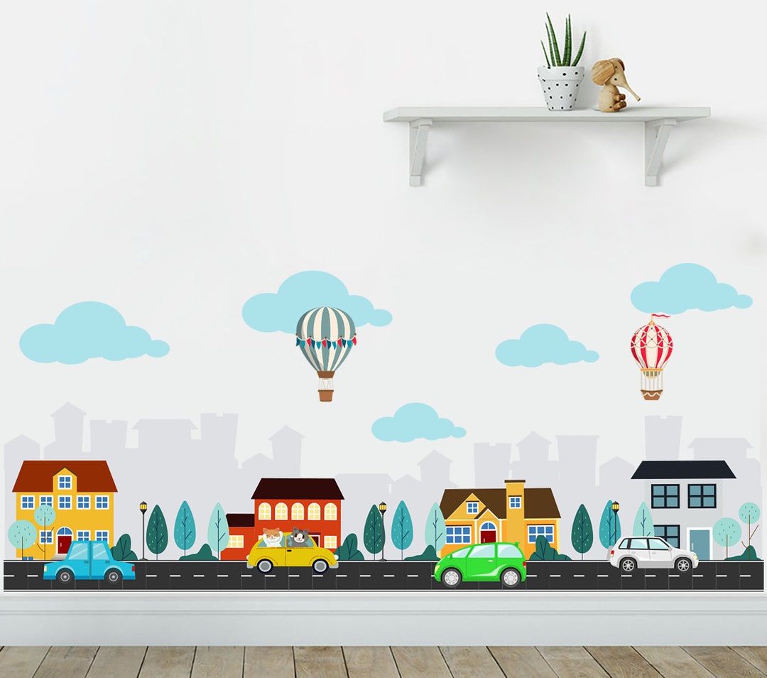 City Wall Decal Kids / Baby Boy Nursery Decal / Skyline Wall Etsy
