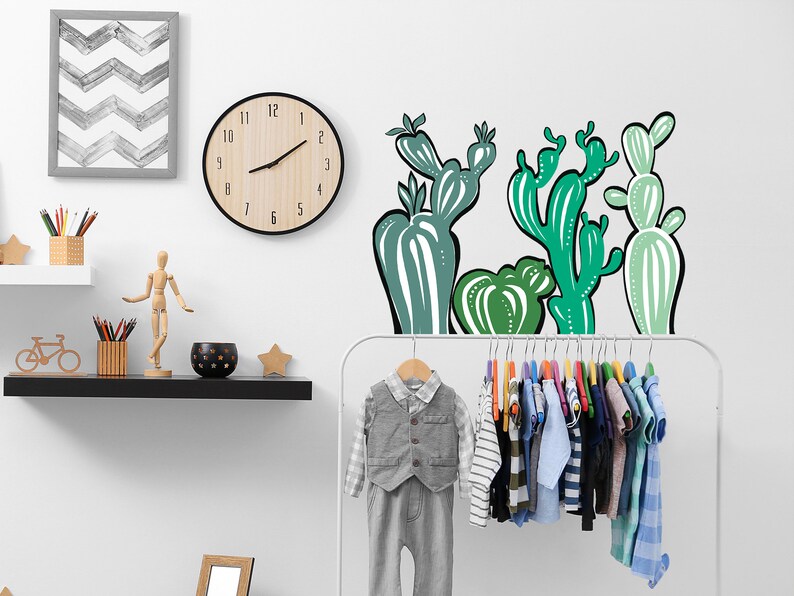 Cactus Wall Decal Kids / Nursery Wall Decor Floral / Tropical Etsy