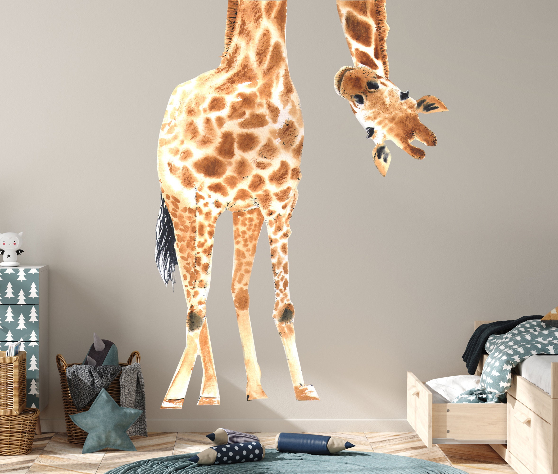 Giraffe Nursery Wall Decal Large Giraffe Mural Kids Etsy