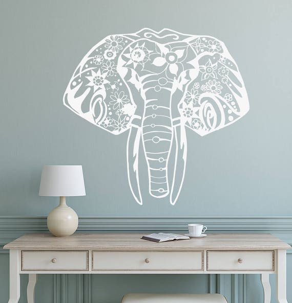 Elephant Wall Decal Family Art Indian Boho Bedding Home Decor Nursery Bedroom Yoga Studio Decor Vinyl Elephant Sticker S28
