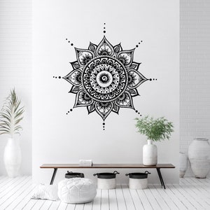 Mandala Decals Mehndi Vinyl Sticker Bedroom Wall Decal Lotus Flower Boho Indian Decor Yoga Buddha Stickers T108 image 4