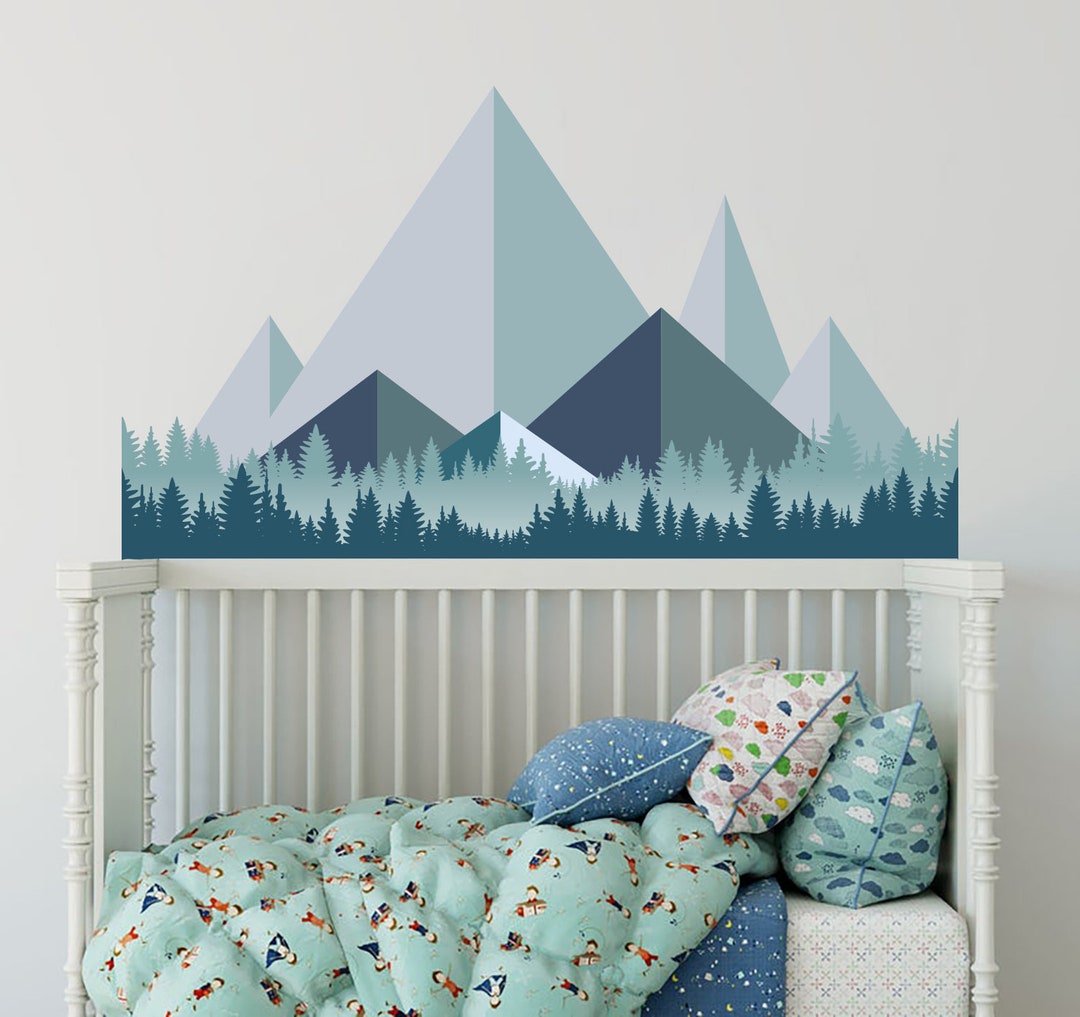 Mountains Nursery Wall Decal Ombre Mountains Wall Decal Kids