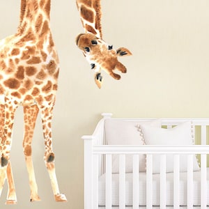 Giraffe Nursery Wall Decal - Large Giraffe Mural Kids - Watercolor Giraffe Animal Sticker - Safari Africa Bedroom Boy Girl Home Decoration