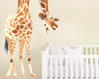 Giraffe Nursery Wall Decal - Large Giraffe Mural Kids - Watercolor Giraffe Animal Sticker - Safari Africa Bedroom Boy Girl Home Decoration