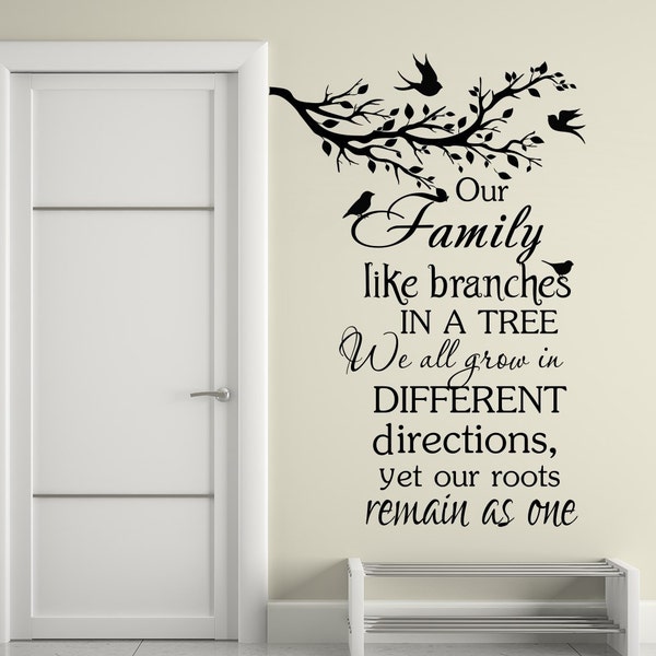 Family Quote Wall Decals - Family Like Branches In A Tree - Vinyl Lettering for Home - Living Room Decals - Wall Quote Decals - Bedroom T33