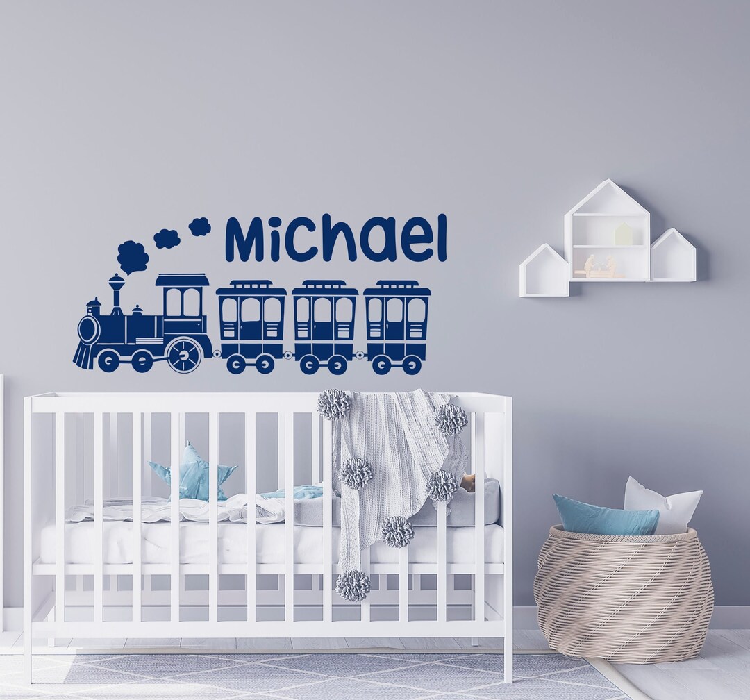Kids Name Stickers Train Wall Decal, Personalized Baby Name Sign Vinyl ...