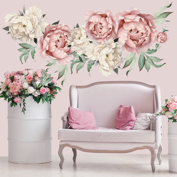 Belle Rose Pivoine Fleurs Stickers Muraux Pour Enfants Chambre Salon Chambre Décoration De La Maison Sticker Mural Décor À La Maison Bébé Pépinière Du 883,12 € | DHgate