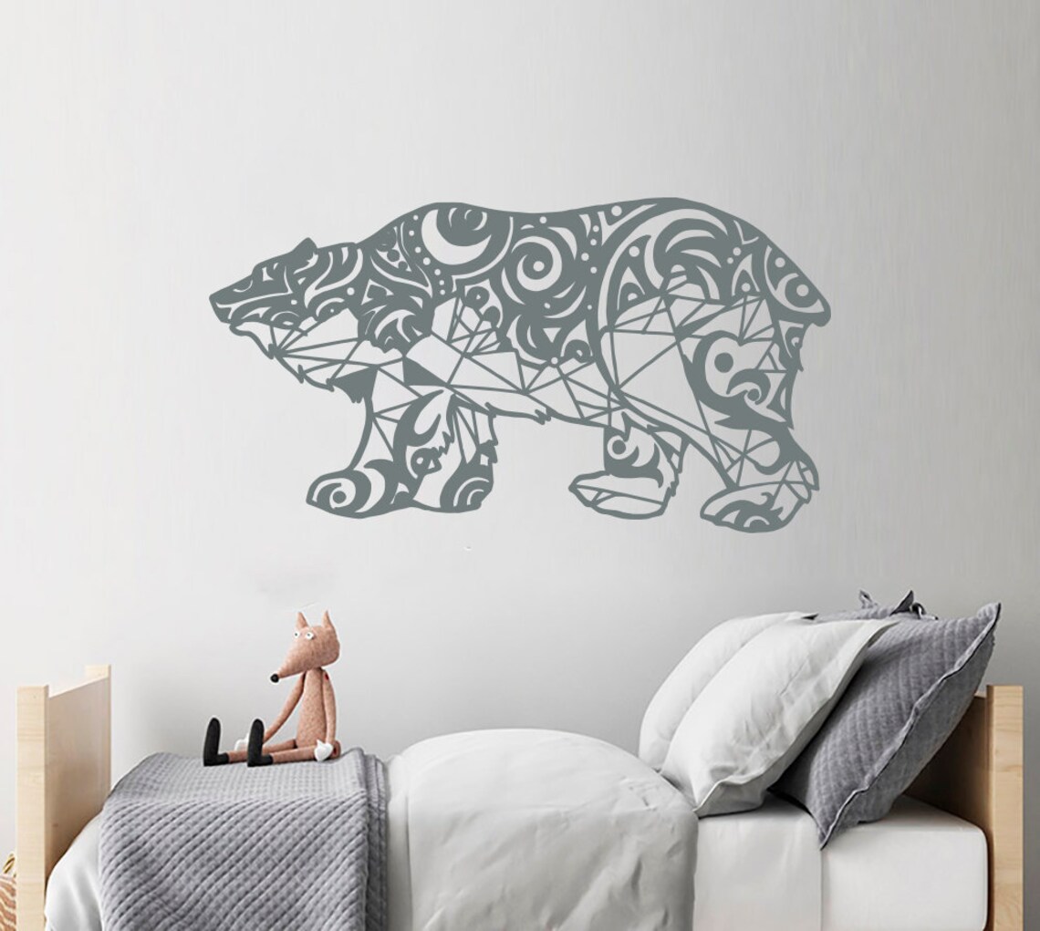 Polar Bear Wall Decal. Tribal Bear Decal Kids. Woodland Animal Etsy