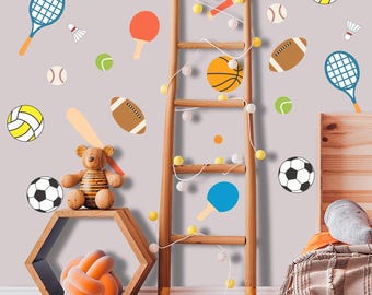 Sports nursery wall decals soccer baseball football wall stickers, sports nursery wall decor, kids room decor, boy bedroom decor boy nursery