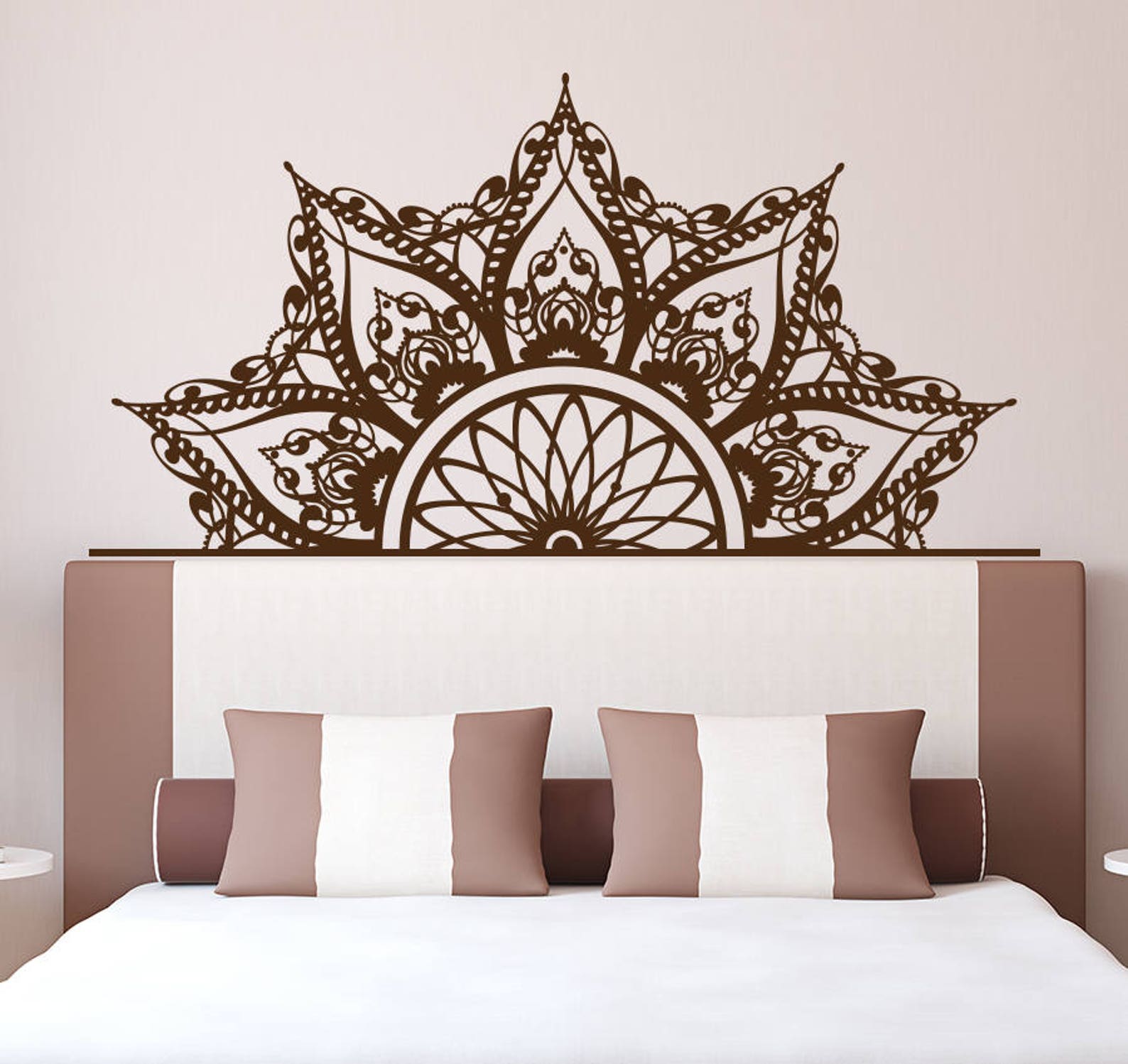 Half Mandala Headboard Wall Decal Headboard Decal Bedroom Etsy