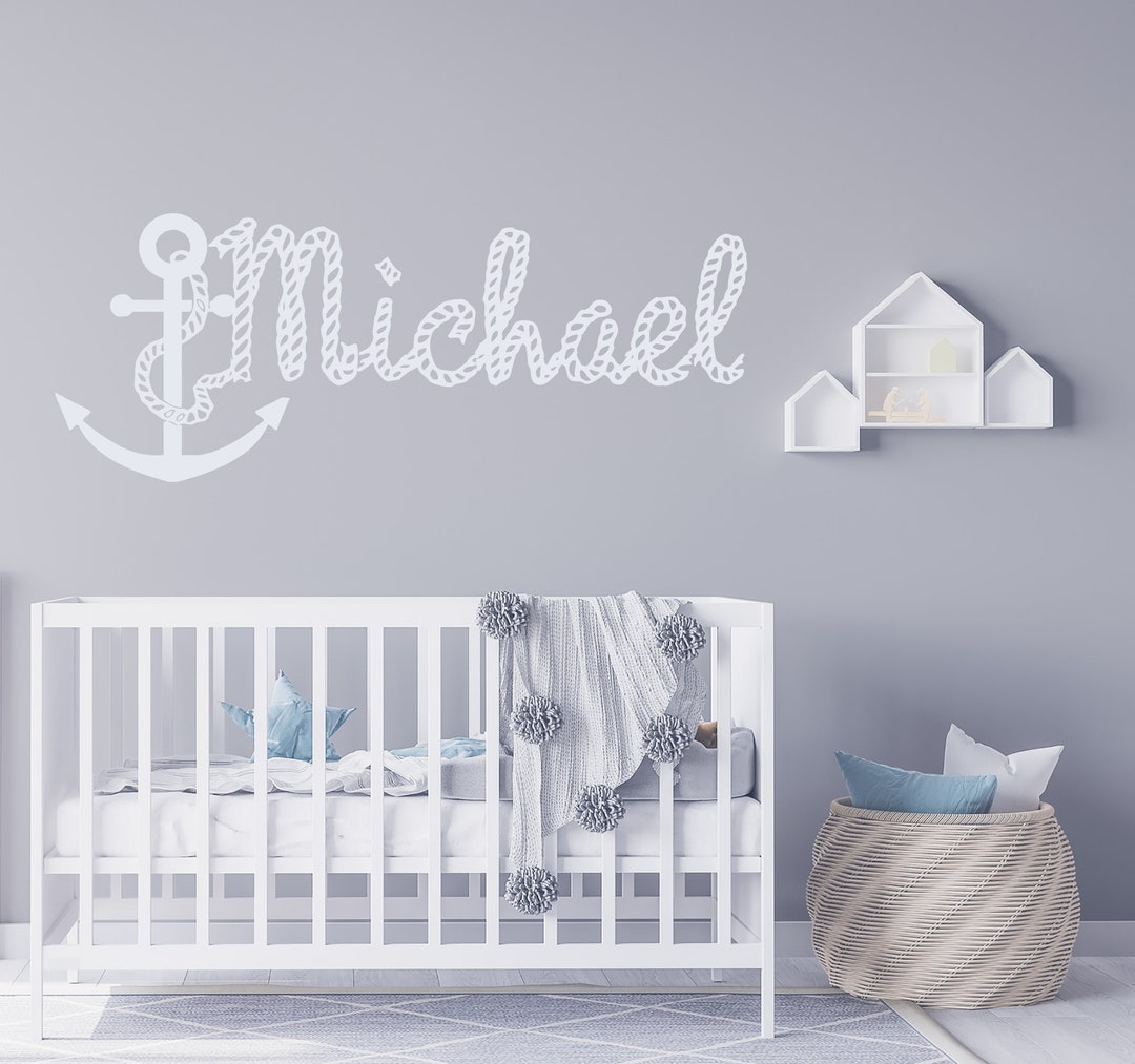 Boys Name Wall Decals Nautical Personalized Decal Kids Nursery Sea ...