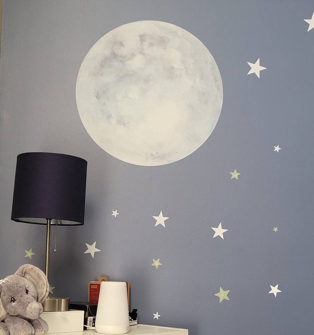 Watercolor Moon Wall Decal Kids. Moon Decal Nursery. Watercolor Moon ...