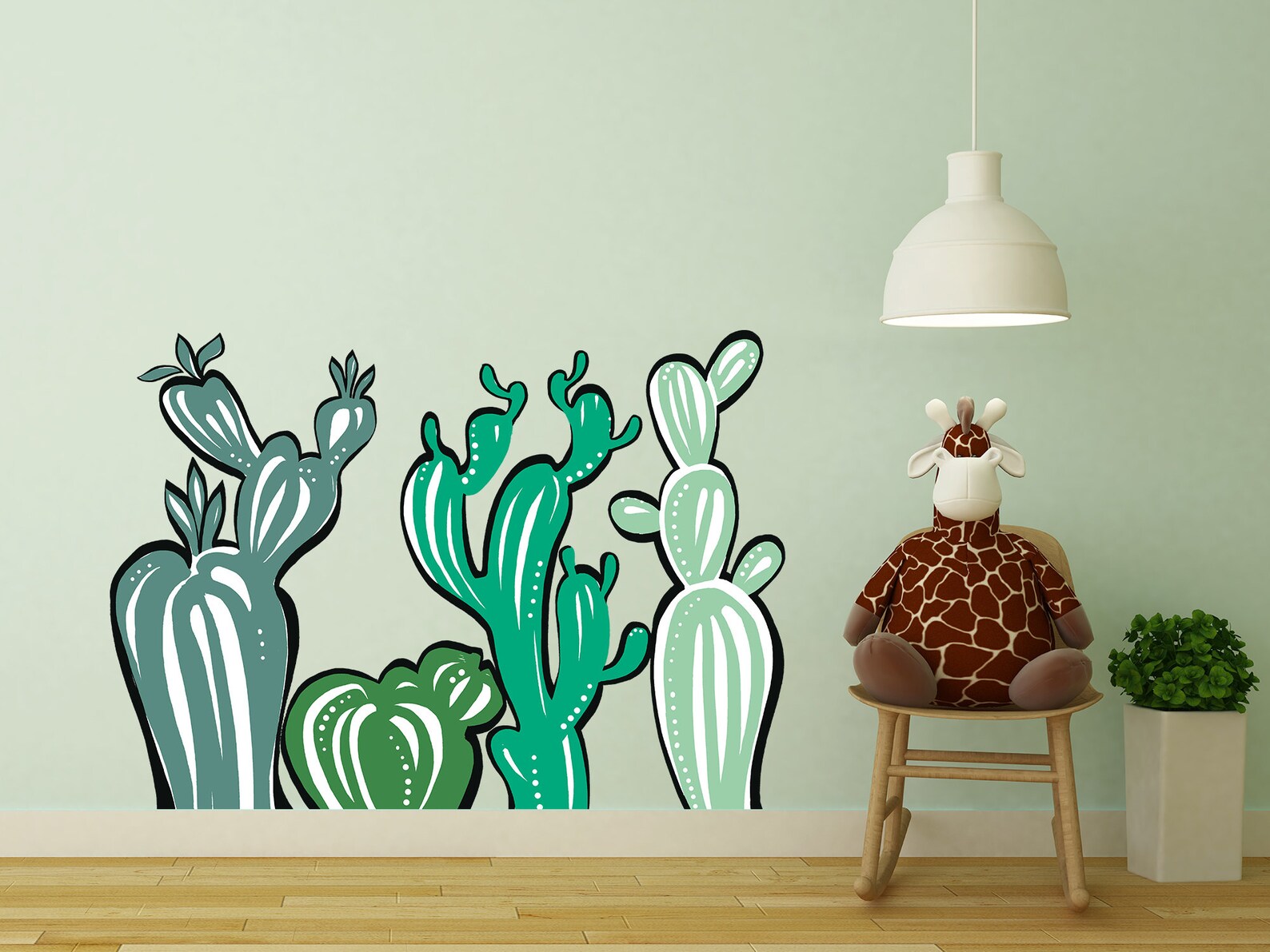Cactus Wall Decal Kids / Nursery Wall Decor Floral / Tropical Etsy