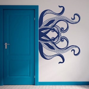 Large Octopus Wall Decal-Large Kraken Octopus Tentacles Vinyl Wall Decal-Choose Any Color-Nautical Decor-Living Room-Nursery-Bedroom Art image 1