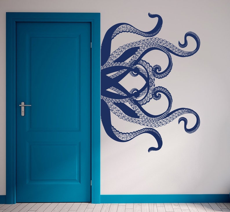 Large Octopus Wall Decal-Large Kraken Octopus Tentacles Vinyl Wall Decal-Choose Any Color-Nautical Decor-Living Room-Nursery-Bedroom Art image 1